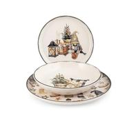 H&H Servizio Tavola Natalizio 18 Pezzi Country Winter