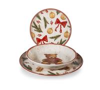 H&H Servizio Tavola Natalizio 18 Pezzi Teddy Hugs In Stoneware