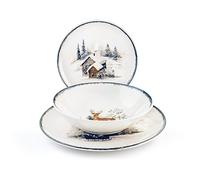 H&h servizio tavola natalizio 18 pezzi white forest