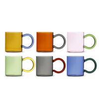 H&H Set 12 Mug In Vetro Borosilicato Colori Assortiti Cl 38,5