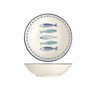 H&H Set 12 Piatti Fondi Sardinas In Stoneware Decorato Cm 20,5