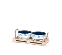 H&H set 2 coppette seaside con vassoio in legno cm 8,5