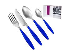 H&h set 24 posate lady in inox e plastica colore blu