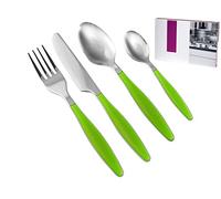 H&h set 24 posate lady in inox e plastica colore verde