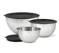 H&H Set 3 Mixing Bowl Con Coperchio In Acciaio Inox 18/10 Cm 16/20/24