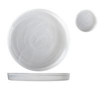 H&H set 6 piatti alabastro in vetro bianco cm33