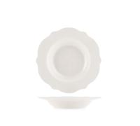 H&h set 6 piatti fondi festonati blanc in new bone china cm 21,5