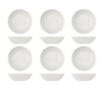 H&H Set 6 Piatti Fondi Lotus Bianco Cm 18