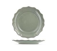 H&H Set 6 Piatti Piani Sinfonia In Stoneware Verde Cm 27