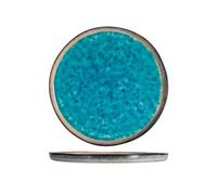 H&H Set 6 Piatti Piani Teide In Stoneware Azzurro Cm 27