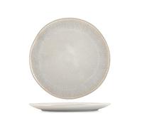 H&H Set 6 Piatti Piani Yucatan In Stoneware Bianco Cm 27