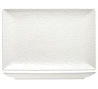 H&H Set 6 Piatti rettangolari Wavy in Stoneware Bianco cm 30x20