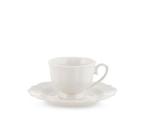 H&H Set 6 Tazze Caff Festonate Blanc Con Piattino Cc 90