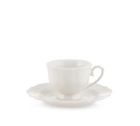 H&H Set 6 Tazze Caffe Festonate Blanc Con Piattino Cc 90