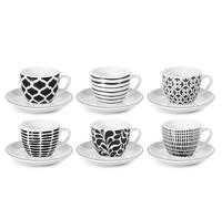 H&H Set 6 Tazze Caffe Mirage In Porcellana Con Piattino Cc 110