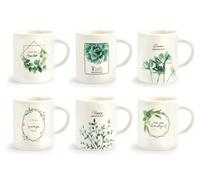 H&H Set 6 Tazze Caffe Porcellana Botanic Senza Piatto Cc90