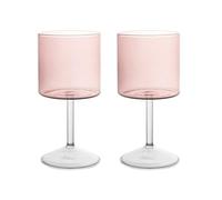 H&H Set de 2 Verres Daylight en Verre Borosilicate Rose, 23 vec Pied et Tige en Verre Borosilicate Transparent, Design Élégant