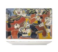 H&H - Set de 6 Assiettes Rectangulaires Pablo en Stoneware Décoré, 30x20 cm, Inspiration Picasso, Lavables au Lave-Vaisselle et Adaptées au Micro-ondes
