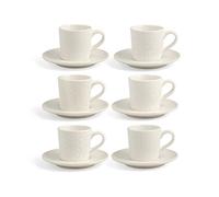 H&H Silhouette Lot de 6 Tasses à Café avec sous-Tasse Grès Blanc 30 X 21 X 11 cm