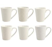 H&H Silhouette Lot de 6 tasses à café en grès Blanc 300 ml