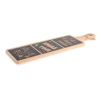 H&H Tagliere Manico In Bambu E 3 Piatti In Vetro Decoro Natale
