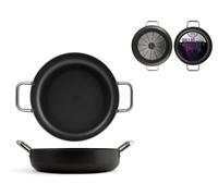 H&H Tegame 2 Poignées Dallas Pro Antiadhésif Aluminium 34 cm Noir