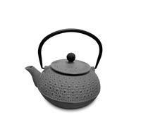 H&H Théière en fonte émaillée 0,80 L avec filtre en acier inoxydable, couleur anthracite, adaptée à tous les étages de cuisson, y compris induction