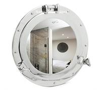 H & H Traders Miroir en aluminium nickelé, aspect hublot, diamètre 29 cm