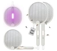 H+H TS 303 Lot de 2 tapettes à mouches électriques 2 en 1 avec lumière UV | Attrape-insectes et tapette à mouches électrique | Rechargeable avec USB-C