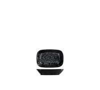 H&H Uranus Soucoupe rectangulaire en porcelaine, 12 cm, design moderne, élégant, pour servir les plats, noir