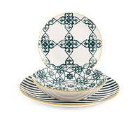 H&H Vaisselle 18 pièces de vaisselle Emerald en porcelaine décorée, forme Coupe