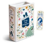 H&H Vase en Forme de Livre Pride and Prejudice pour Fleurs + Marque-Page - Grand Pot de Fleurs en céramique - Décoration Livre Jane Austen - Cadeaux de fierté et de préjugés - Vase bibliothèque pour