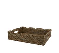 H&H Vassoio Rectangulaire En Rattan Naturel Marron Avec Poignées 40x30x9,5 Cm