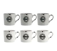 H&H Vintage Set de 4 Tasses à thé, céramique/grès, Blanc/Taupe, 6 unités