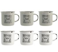 H&H Vintage Set de Tasses Petit déjeuner, céramique/grès, Blanc/Taupe, 6 unités