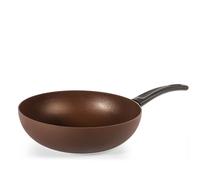 H&H Wok En Aluminium Avec Revêtement Antiadérent PFLUON Marron 28 Cm