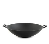 H&H Wok en fonte émaillée 30 cm avec 2 poignées - Compatible avec induction et tous les plateaux de cuisson