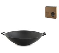 H&H Wok en fonte émaillée à deux poignées Noir 30 cm