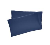 H HANSEL HOME Lot de 2 Taies d'oreiller 80x40cm en 100% Microfibre, Housse d'oreiller avec Fermeture Éclair - Bleu foncé