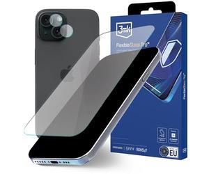 H HARDY 3mk Kit de Protection pour iPhone 15 - Verre Hybride FlexibleGlass Incassable + Protection pour Objectif | Film en Verre Trempé | Film Protection Ecran Vitre FABRIQUÉ EN UE (Apple iPhone 15)