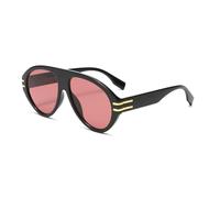 H HELMUT JUST Lunettes de soleil rétro de grande taille pour femmes et hommes tendance 70s épais classique style vintage lunettes de soleil, Noir brillant/rose violet