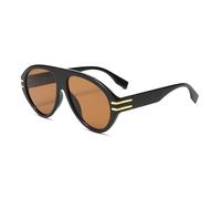 H HELMUT JUST Lunettes de soleil rétro de grande taille pour femmes et hommes tendance 70s épais classique style vintage lunettes de soleil, Noir brillant/thé foncé