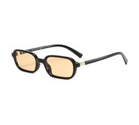 H HELMUT JUST Lunettes de soleil rétro rectangulaires pour femme Vintage Fashion Trendy Funny Small 90s Square Sunnies, Noir brillant/thé clair