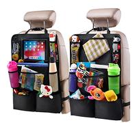 H Helteko Organiseur de siège de voiture, tapis de protection avec support de tablette à écran tactile, organisateur de voiture avec 9 poches de rangement, 2 pièces