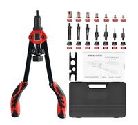 H HoldPeak Kit Pince à Riveter Écrous Filetés, 13" 70pc Acier professionnel | Outil à riveter avec 7 Mandrins M3 à M12, Changement rapide des tiges. Boîte rangement solide. Idéal carrosserie & inserts
