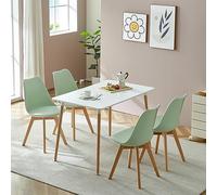 H.J WeDoo Ensemble de salle à manger Table de salle à manger avec 4 chaises Essgrupp, Table de cuisine rectangulaire 110cm et Set de 4 chaises de salle à manger Groupe d'assise pour salon cuisine