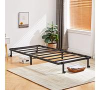 H.J WeDoo lit 1 Place Cadre de Lit Pliant Structure de Lit en Métal avec 4 Roues 90 x 196 cm, Noir