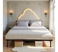 H.J WeDoo lit 2 Place Cadre de Lit Pliant Structure de Lit en Métal avec 4 Roues 140 x 196 cm, Noir