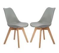 H.J WeDoo Lot de 2 chaises scandinaves, pied en bois de hêtre et assise rembourrée, style nordique - gris