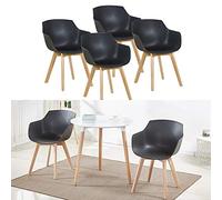 H.J WeDoo Lot de 4 Chaise Salle à Manger, Fauteuils Scandinave de Chaise latérale Design rétro avec Jambe de Bois de hêtre Massif - Blanc